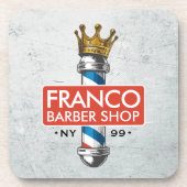 Friseursalon King Crown Barber Pole Getränkeuntersetzer (Vorderseite)