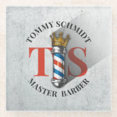 Friseursalon King Crown Barber Pole Glasuntersetzer (Vorderseite)