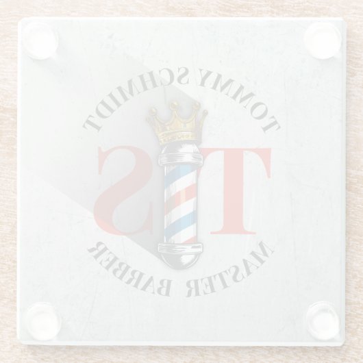 Friseursalon King Crown Barber Pole Glasuntersetzer (Rückseite)