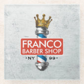 Friseursalon King Crown Barber Pole Glasuntersetzer (Vorderseite)
