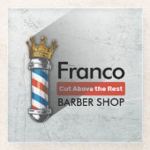 Friseursalon King Crown Barber Pole Glasuntersetzer (Vorderseite)