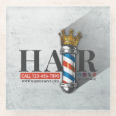 Friseursalon King Crown Barber Pole Glasuntersetzer (Vorderseite)