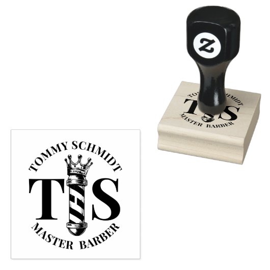 Friseursalon King Crown Barber Pole Gummistempel (Stempel)