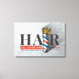 Friseursalon King Crown Barber Pole Hair Salon Leinwanddruck