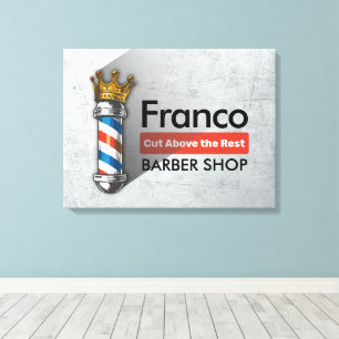 Friseursalon King Crown Barber Pole Hair Salon Leinwanddruck