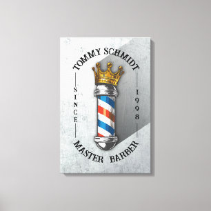 Friseursalon King Crown Barber Pole Leinwanddruck