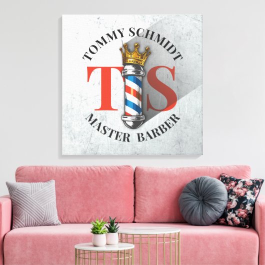 Friseursalon King Crown Barber Pole Leinwanddruck (Insitu (Wohnzimmer))