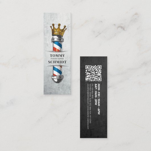 Friseursalon King Crown Barber Pole Mini Visitenkarte (Vorne/Hinten)