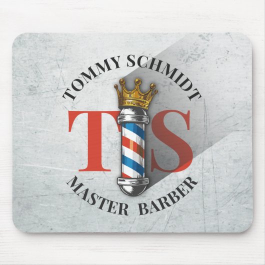 Friseursalon King Crown Barber Pole Mousepad (Vorne)