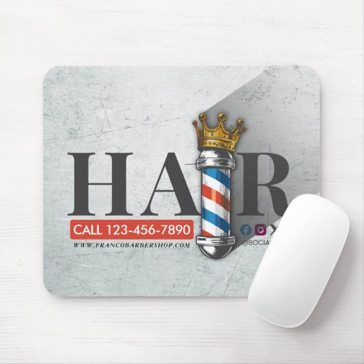 Friseursalon King Crown Barber Pole Mousepad (Mit Mouse)