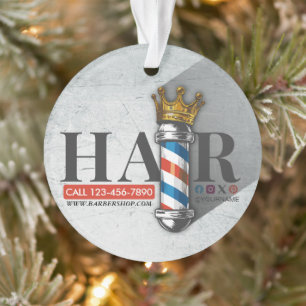Friseursalon King Crown Barber Pole Ornament