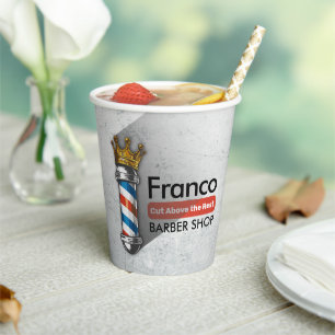 Friseursalon King Crown Barber Pole Pappbecher