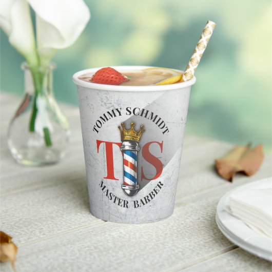 Friseursalon King Crown Barber Pole Pappbecher (In Situ)