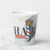 Friseursalon King Crown Barber Pole Pappbecher (Vorderseite)