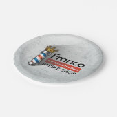 Friseursalon King Crown Barber Pole Pappteller (Schrägansicht)