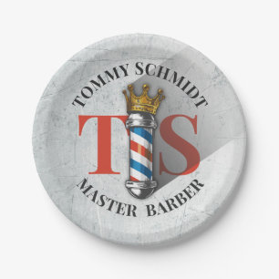 Friseursalon King Crown Barber Pole Pappteller