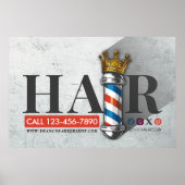Friseursalon King Crown Barber Pole Poster (Vorne)
