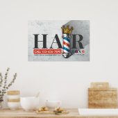 Friseursalon King Crown Barber Pole Poster (Küche)