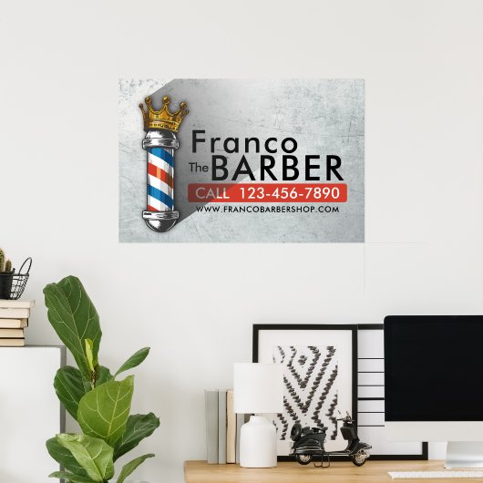 Friseursalon King Crown Barber Pole Poster (Heimbüro)