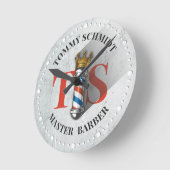 Friseursalon King Crown Barber Pole Runde Wanduhr (Winkel)