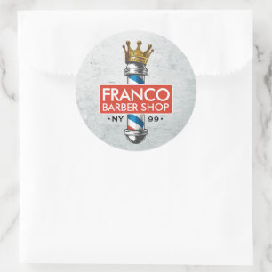 Friseursalon King Crown Barber Pole Runder Aufkleber