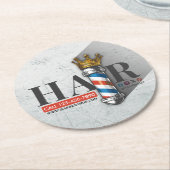 Friseursalon King Crown Barber Pole Runder Pappuntersetzer (Angewinkelt)