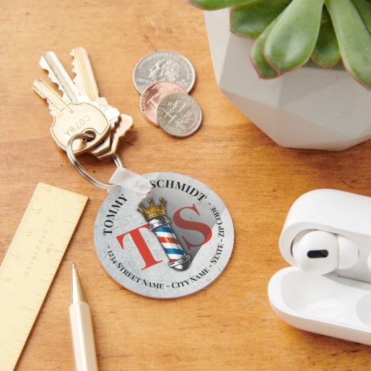 Friseursalon King Crown Barber Pole Schlüsselanhänger (Schreibtisch)