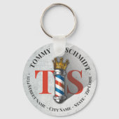 Friseursalon King Crown Barber Pole Schlüsselanhänger (Rückseite)