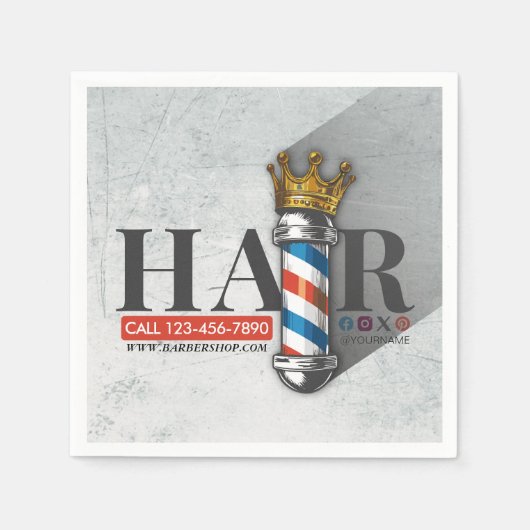 Friseursalon King Crown Barber Pole Serviette (Vorderseite)