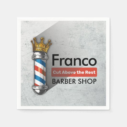 Friseursalon King Crown Barber Pole Serviette (Vorderseite)