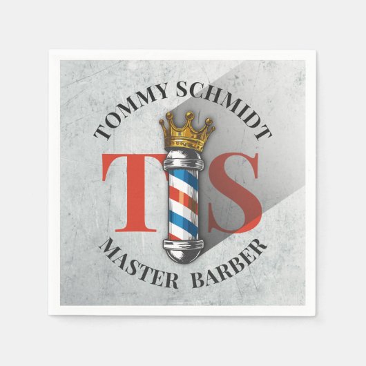 Friseursalon King Crown Barber Pole Serviette (Vorderseite)