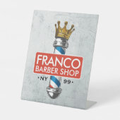 Friseursalon King Crown Barber Pole Sockelschild (Vorderseite)