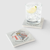 Friseursalon King Crown Barber Pole Steinuntersetzer (Seitenansicht)