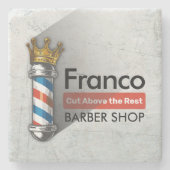 Friseursalon King Crown Barber Pole Steinuntersetzer (Vorderseite)
