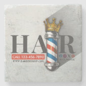 Friseursalon King Crown Barber Pole Steinuntersetzer (Vorderseite)