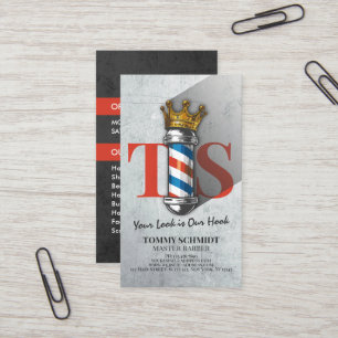 Friseursalon King Crown Barber Pole Visitenkarte