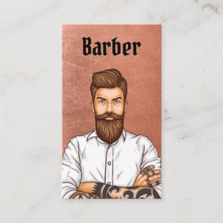 Friseursalon Kupfer Vintage Bart Mann Avatar Einzi Visitenkarte