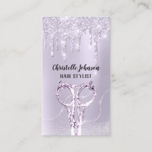 Friseursalon Lavender Glitzer Friseursalon Schere Visitenkarte