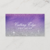 Friseursalon Lila Silberner Glitzer Ernennung Terminkarte (Vorderseite)