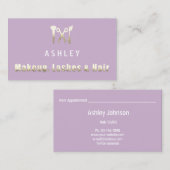 Friseursalon Makeup Lash Lila Termin Visitenkarte (Vorne/Hinten)