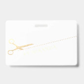 Friseursalon Makeup Salon Moderne rosa Goldschere Ausweis (Rückseite)