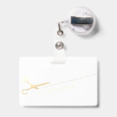 Friseursalon Makeup Salon Moderne rosa Goldschere Ausweis (Rückseite mit Ausziehbar)