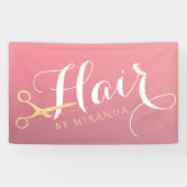 Friseursalon Makeup Salon Moderne rosa Goldschere Banner (Horizontal)