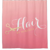 Friseursalon Makeup Salon Moderne rosa Goldschere Duschvorhang (Vorderseite)