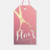 Friseursalon Makeup Salon Moderne rosa Goldschere Geschenkanhänger (Rückseite)