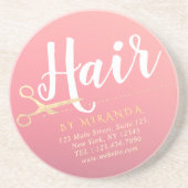 Friseursalon Makeup Salon Moderne rosa Goldschere Getränkeuntersetzer (Vorne)