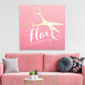 Friseursalon Makeup Salon Moderne rosa Goldschere Leinwanddruck (Insitu (Wohnzimmer))