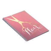 Friseursalon Makeup Salon Moderne rosa Goldschere Notizblock (Rechte Seite)