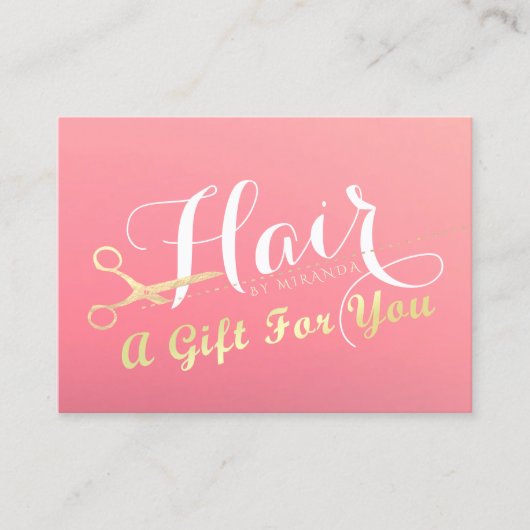 Friseursalon Makeup Salon Moderne rosa Goldschere Rabattkarte (Vorderseite)