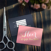 Friseursalon Makeup Salon Moderne rosa Goldschere Rabattkarte